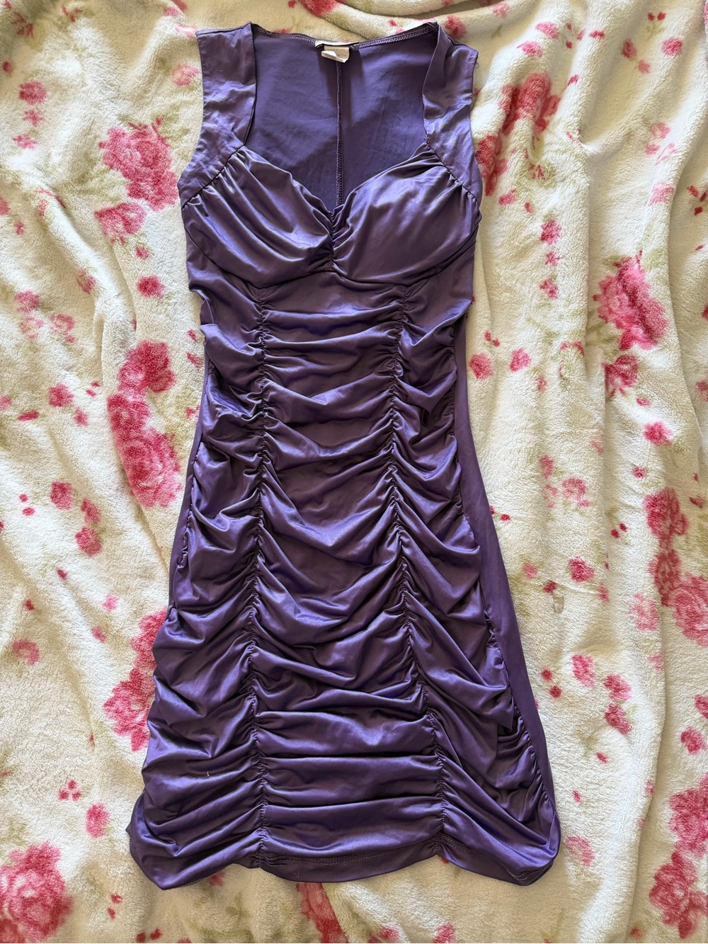 Y2K Body Central Purple Ruched Sleeveless Mini Dress